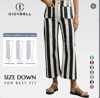 Cicy Bell Striped Wide-Leg Jeans, product code M5B398