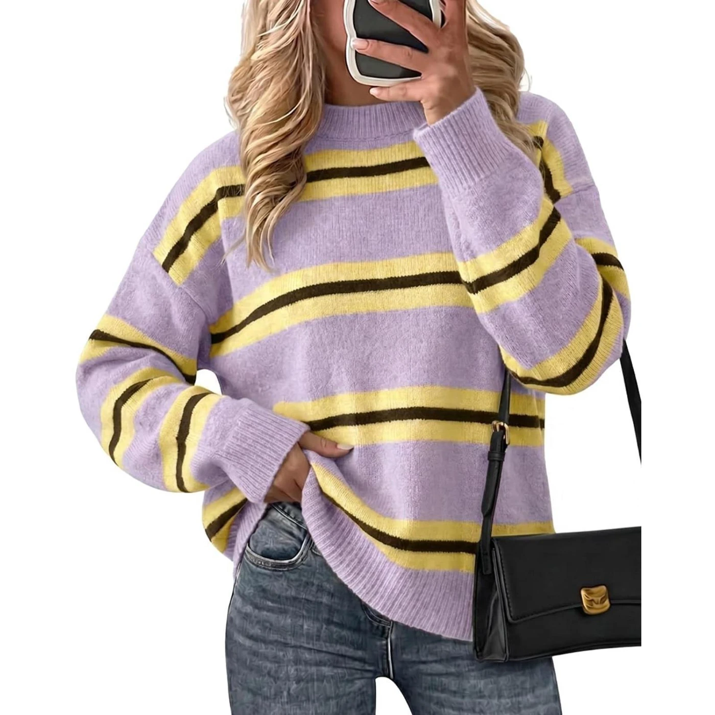 Cicy Bell Striped Crewneck Sweater, product code N5Z044