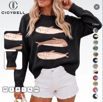 Cicy Bell Fish-Graphic Sweater, product code NX2705
