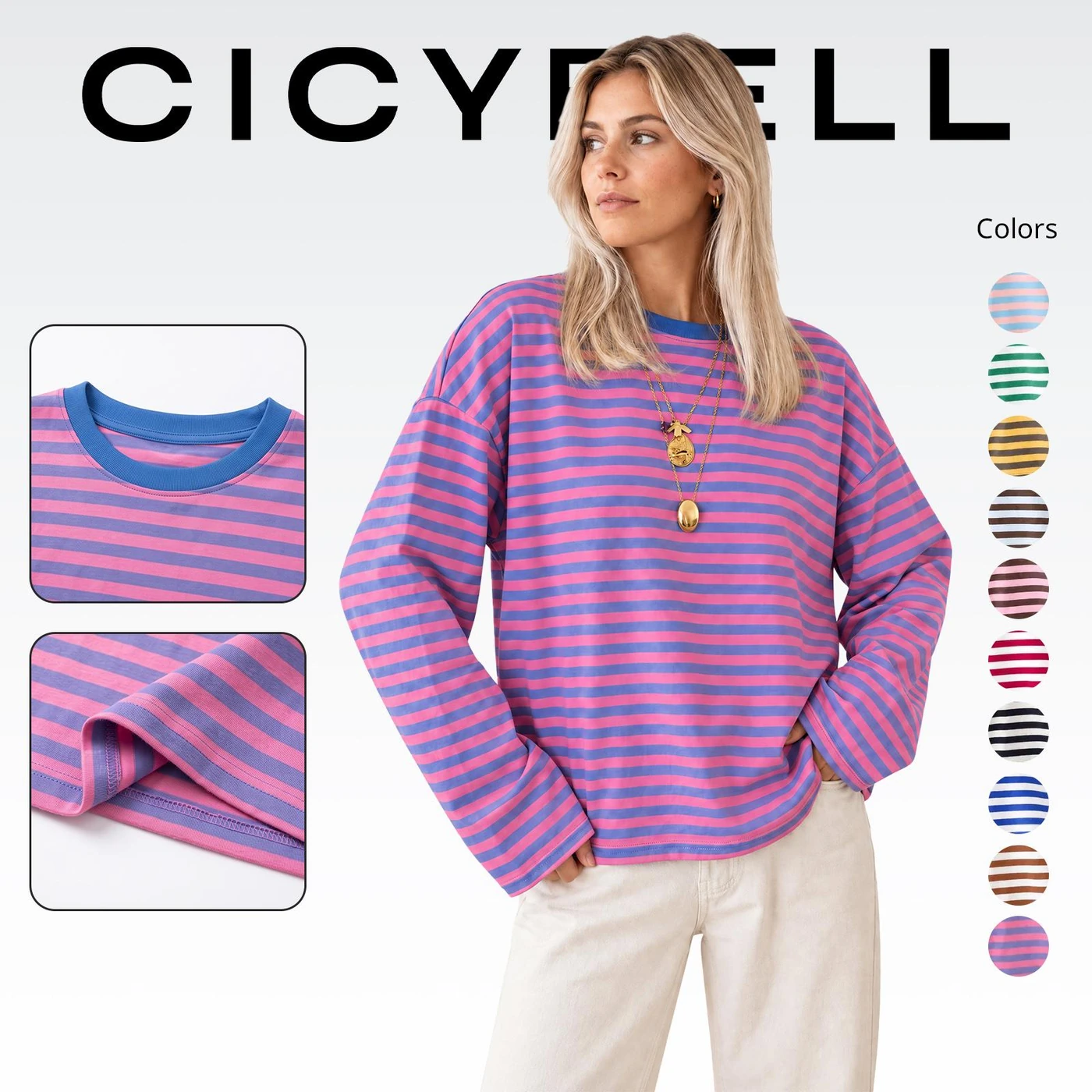 Cicy Bell Striped Henley Top, product code J7K299